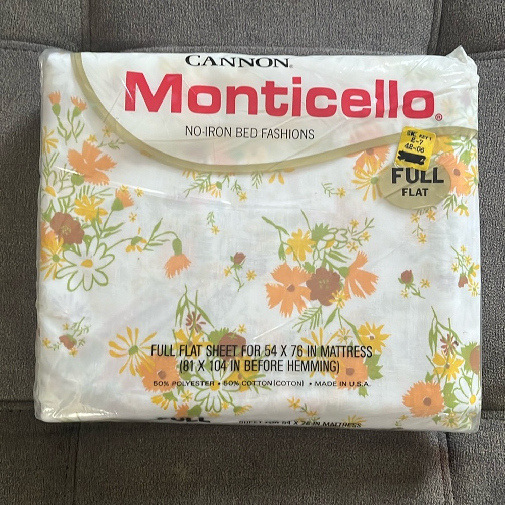 CANNON Monticello Non-Iron Bed Fashions Full Flat Sheet 54 X 76 in Mattress